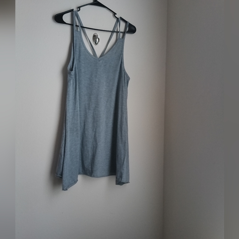 Unbranded Top Women XL Gray Elegant Flare Spaghetti Straps Casual Academia Boho